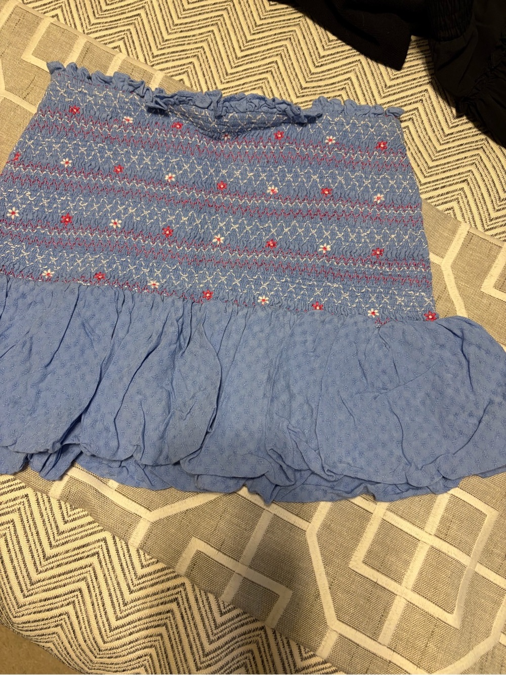 Urban Outfitters Blue Smocked Ruffled mini skirt